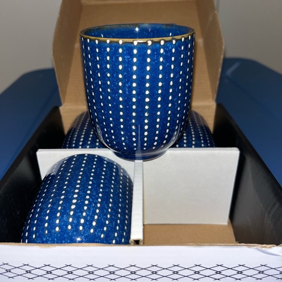 Blue Ceramic Dotted Cups Set of 4 - Picture 2 of 6